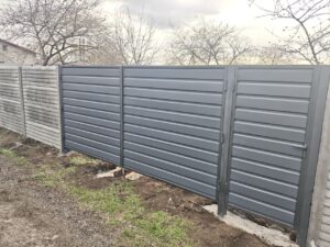 Ворота + калитка из профнастила (на 3-х столбах)
